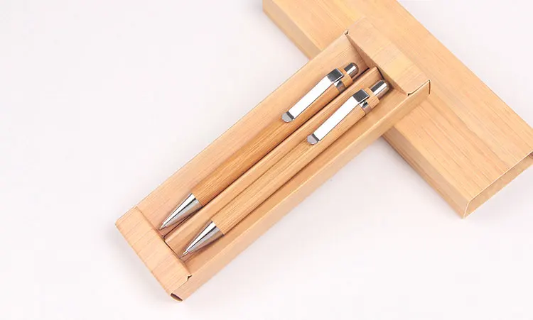 Bamboo Retractable Ballpoint Logo Pen Black Ink 1mm Customizable Promotional Pen with Sustainable Zero Waste Gift Box