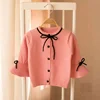 B23225A Little Kids autumn lace-up sweater candy color Cardigan