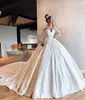 Arabic Long Sleeves Wedding Dresses 2019 In Turkey Lace Ball Gown Bride Dress Long Church Royal Train Formal Wedding Gowns