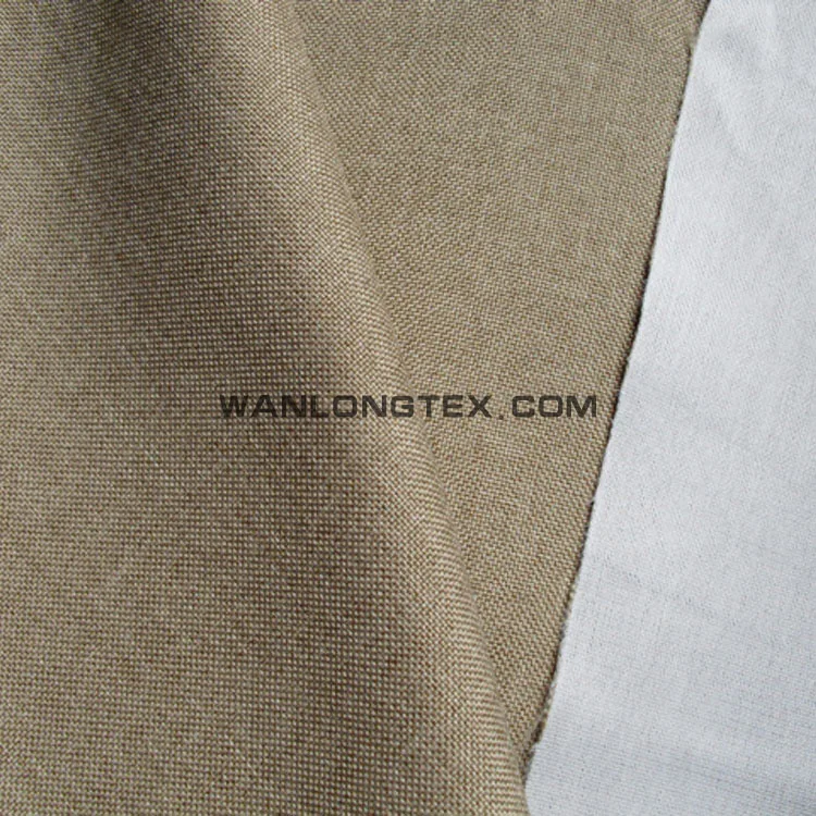 100% poliéster marrón doble color imitación Lino tela tejida con pongee respaldo para tapicería
