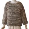YR362 YR fur Ladies' Genuine Rex Rabbit Fur Garment /Real rabbit knitted fur Pullover Sweater