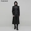 WY854 PUNKRVE European military style men black long gothic punk coat men trench coat winter