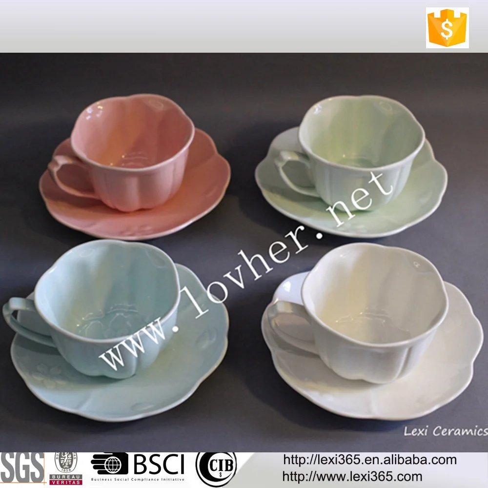 supplies color porcelain tea coffee cup with saucer sets ceramic