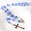 Multi Color Crystal Beads Rosary With Maria Hold Child Christian Rosaries Necklace