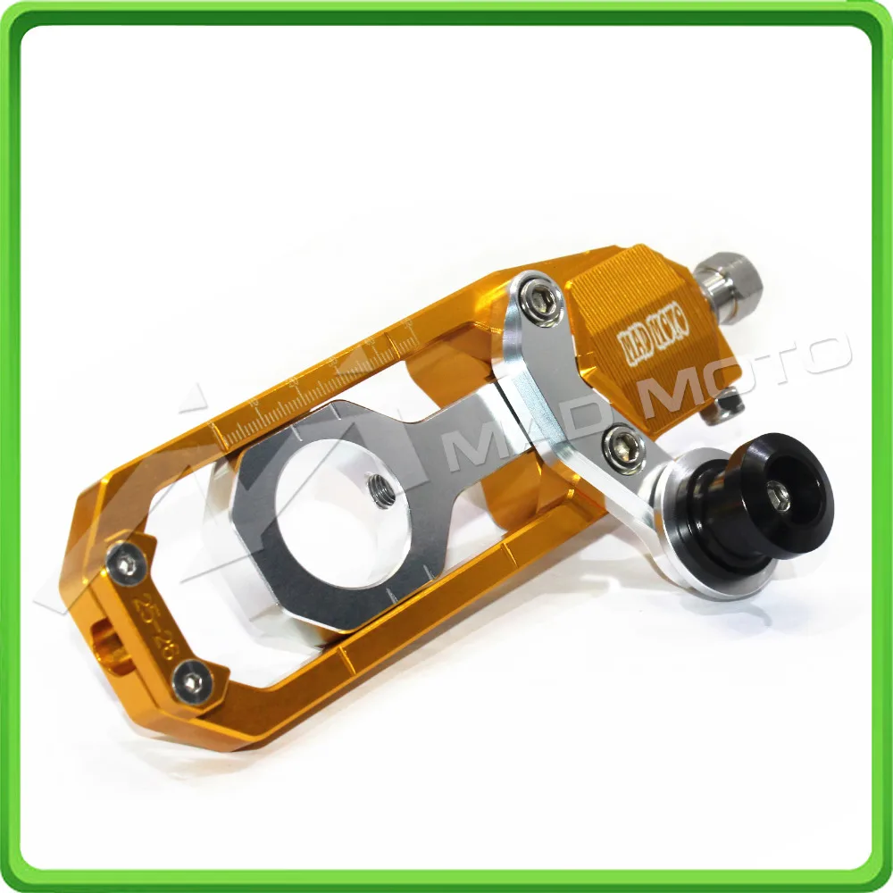 Motorcycle Chain Tensioner Adjuster with paddock bobbins kit for Yamaha YZF-R1 R1M R1S 2015 2016 2017 15 16 17 Gold&Silver (7)