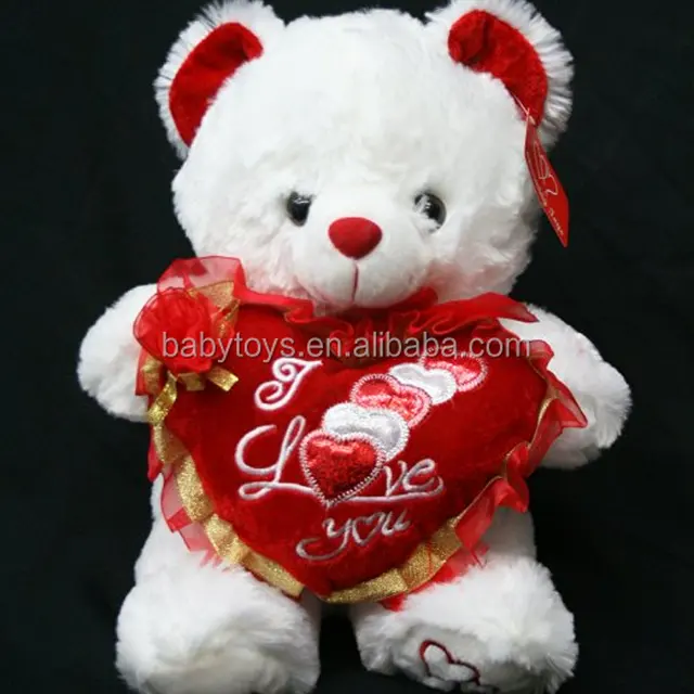 musical stuffed animals white teddy bear valentine plush toy