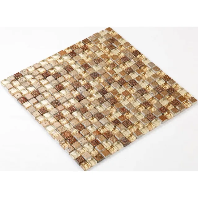 Crystal Glass Stone Mosaics Gold Kitchen Backsplash