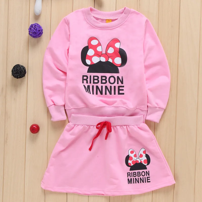 minnie kids clothes girls clothing sets baby girl cartoon t-shirt+ skirt 2pcs set ropa mujer ensemble fille meisjes kleding