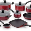 hot 18-Piece Red Nonstick Inside and Out Dishwasher Safe Oven Safe Cookware Set