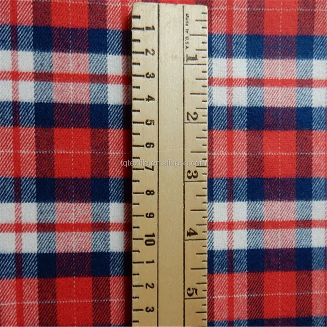 plaid tartan cotton flannel suiting/shirting fabric red navy and