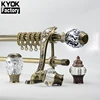 KYOK 28mm window antique brass twisted metal curtain rod wholesale ,metal curtain rod double