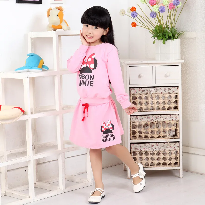 minnie kids clothes girls clothing sets baby girl cartoon t-shirt+ skirt 2pcs set ropa mujer ensemble fille meisjes kleding