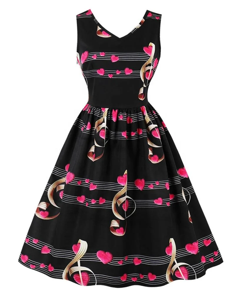 Wholesales Women Lady Big Girls Dresses Party Cocktail Retro Swing Dress V Neck High Waist Pink Hearts Vintage Music Note Dress
Wholesales Women Lady Big Girls Dresses Party Cocktail Retro Swing Dress V Neck High Waist Pink Hearts Vintage Music Note Dress