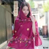2017 New Folk Style Women Embroidery Scarf With Art Flowers