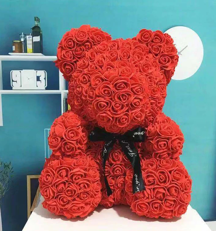 gifts beautiful handmade artificial pe foam rose flowers bear