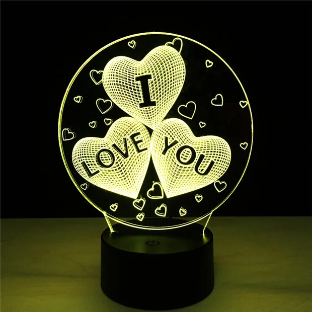 3d love heart night light romantic for bedroom anniversary girl