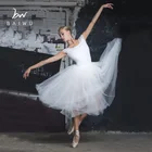 117144001 Soft White Romantic Dance tutu Skirt Performance Long Ballet Tutu