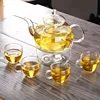 Glass tea set thick pot Kung Fu tea set with dish special gift flower tea set with handle