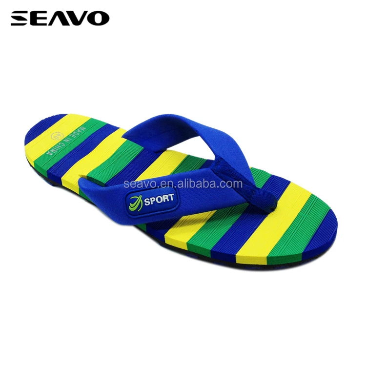 SEAVO latest top brand nude beach colorful flip flops slippers for male
