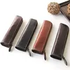 high quality leather round cover zipper pencil case for school students office pencil bag