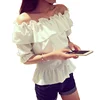 latest shirt woman short sleeve summer south Korean edition show thin lotus a sexy chiffon blouse