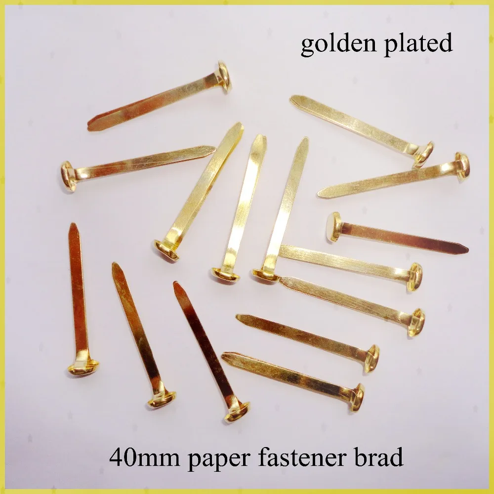 brass plated brad pins, paper fastener 1 inch length 100 per box