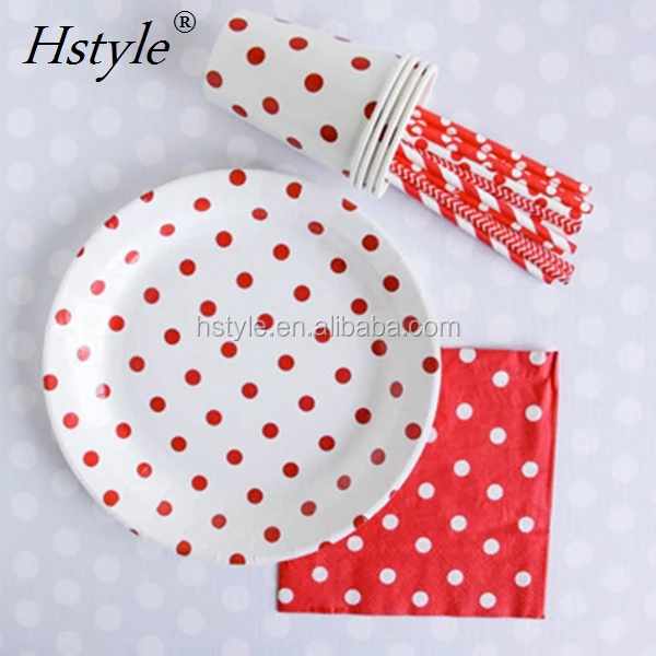 green polka dot party paper tableware sets 6 products for