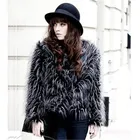 Wholesale Woman contrast color Faux fur coat Ostrich wool turkey fur Short jackets