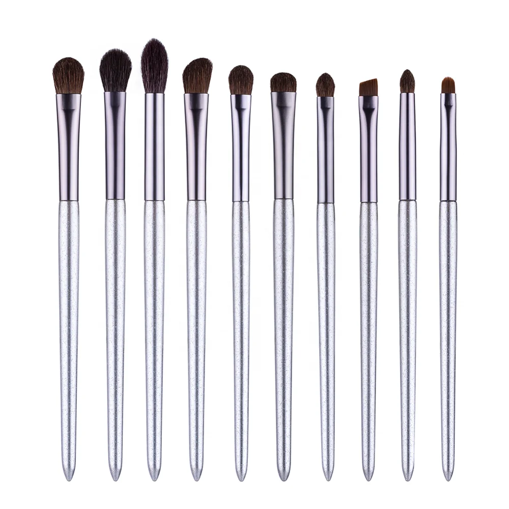 High Quality 10pcs Makeup Brushes Set Sliver Handle Goat/Horse Hair Eyeshadow Brushes Set with OEM Logo/Brand
High Quality 10pcs Makeup Brushes Set Sliver Handle Goat/Horse Hair Eyeshadow Brushes Set with OEM Logo/Brand