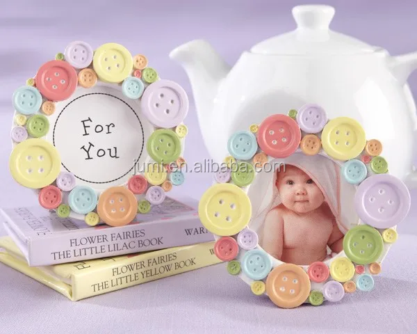 cute as a button photo frame baby shower favor
