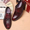 d10484 Autumn and winter Leather male pointed business dress British lace crocodile trend hair stylist men's shoes