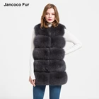 New Fashion Bushy Real Fox Fur Vest for Women Five Rows Gilet Waistcoat
