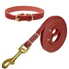 Durable Soft Comfortable Genuine Leather Dog Collar And Leash Set