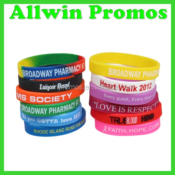 cheapest custom shape screen printed silicone wristband bracelet