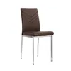 Kitchen Leather Four Legs Metal Frame Chrome Dining Chair