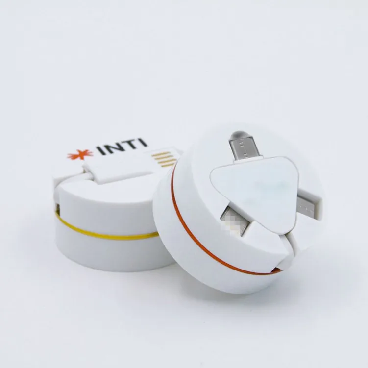 Peiba promotional gift retractable usb charger 3 in 1 round usb data charging cable for sale - ANKUX.COM