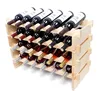 Solid Pine Wood Material Collapsible Stackable 24 Bottles Wooden Wine Rack