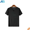 Fashion men's 100% cotton plain v shape t shirt one black color customized men tshirt