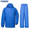 Wholesale good quality Thick Waterproof nylon adult rainsuit industrial men hooded vinyl raincoat with pants customizable