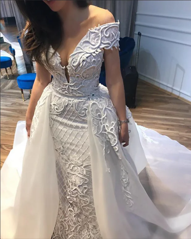 Luxury Muslim Bridal Dress Bridal Gown Robe de mariage Mermaid Bridal dress with Detachable Train African Wedding dress
Luxury Muslim Bridal Dress Bridal Gown Robe de mariage Mermaid Bridal dress with Detachable Train African Wedding dress