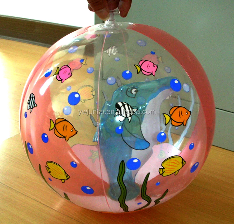 2021 clear pvc beach ball with inflatable dolphin toy inside/beach ball with inflatable animal inside
