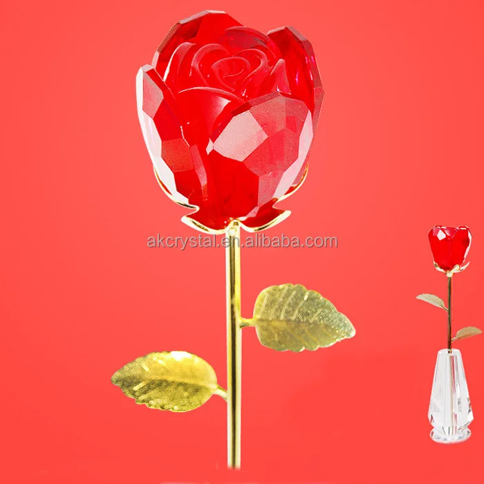 gifts & crafts  crystals  crystal rose  long stem crystal rose
