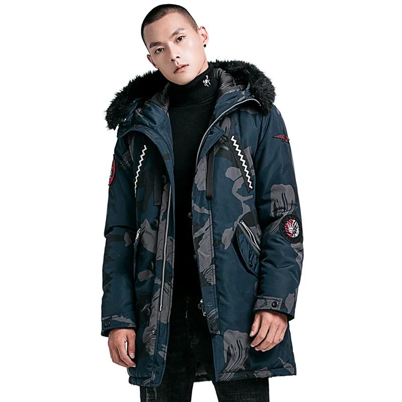 2018 new winter jacket men's youth casual long cotton coat, Black;camouflage blue
2018 new winter jacket men's youth casual long cotton coat, Black;camouflage blue