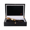 Factory Wholesale Custom Black Piano Lacquer Finish Luxury 24k Gold Eternal Rose Wooden Flower Gift Box with 2 LED