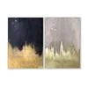 Simple Design Handmade Abstract Gold Leaf Oil Painting Stretched Art