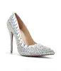 Luxury full rhinestone wedding shoes women sparkly heeled pumps ladies crystal dress shoes