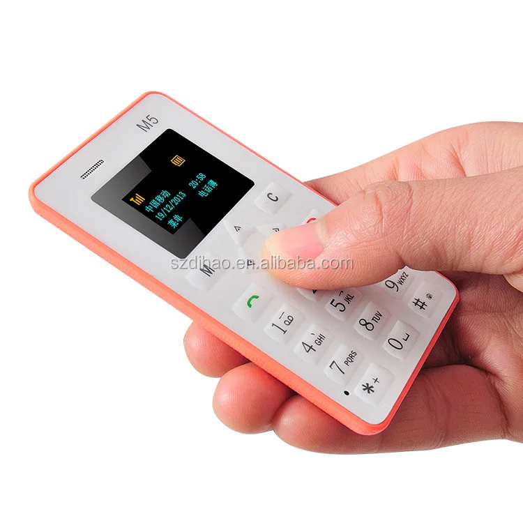 

DIHAO Fashionable AEKU M5 1.0 inch 4.5mm Ultra Thin mini Mobile Positioning Card Phone, Micro SIM(Pink) , Mini phone