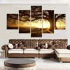 Wholesale Drop shipping 5 Panel tree Canvas Painting for Living Room wall decor Landscape Home Decoration Wall Art