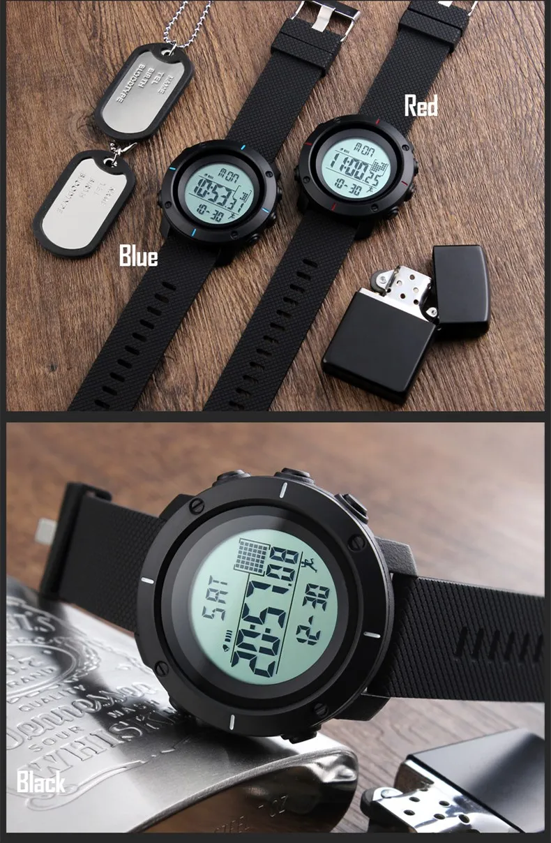 Jam tangan chronograph big dial pedometer skmei watch for men