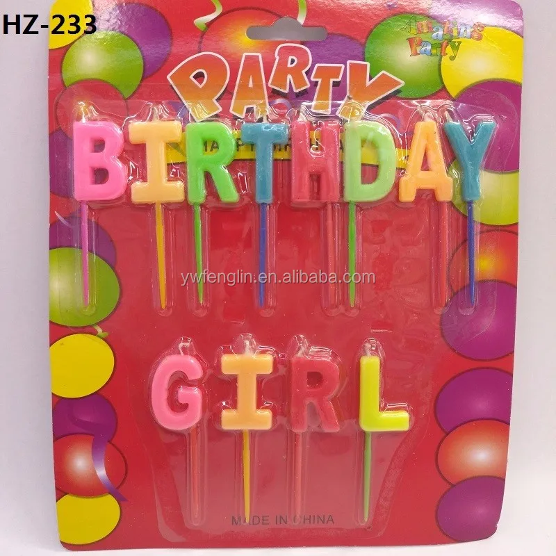 birthday girl with long stick candle